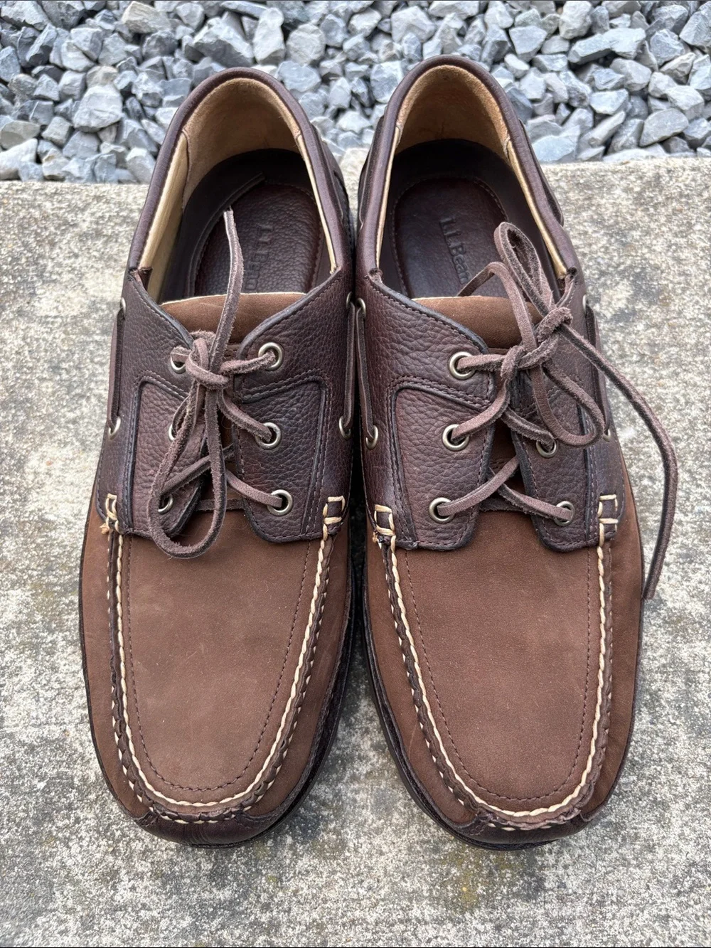 L. L. Bean Men's Brown Two-Tone Leather & Suede Boat Shoes